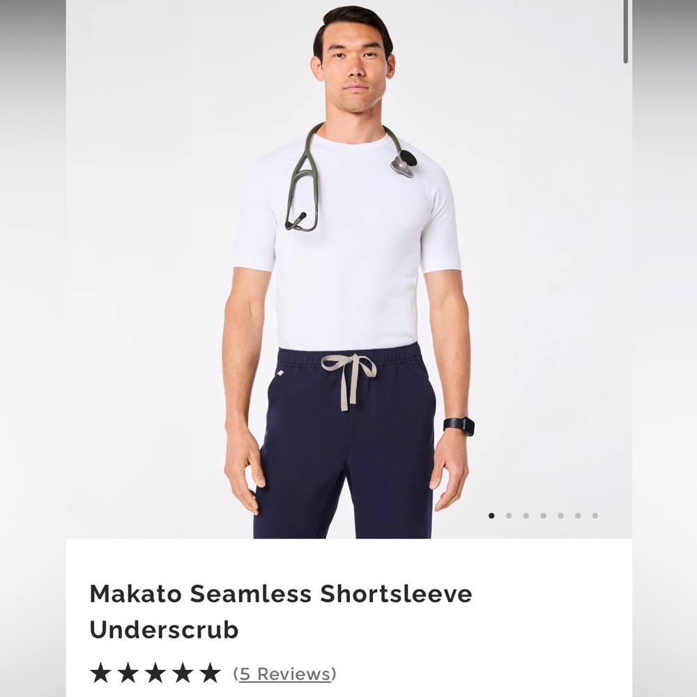 Figs White Makato Seamless Shortsleeve Underscrub